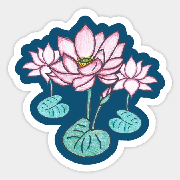 Lotus on Lily Sticker by geekbias